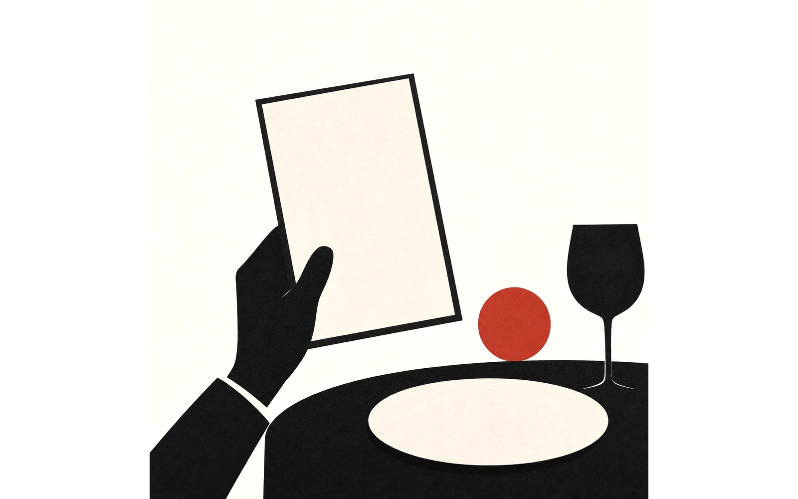 Hand holding a blank phone before a restaurant decision