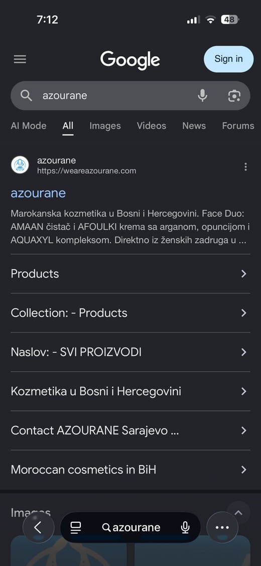 Google.ba rezultat za Azourane sa sitelinkovima